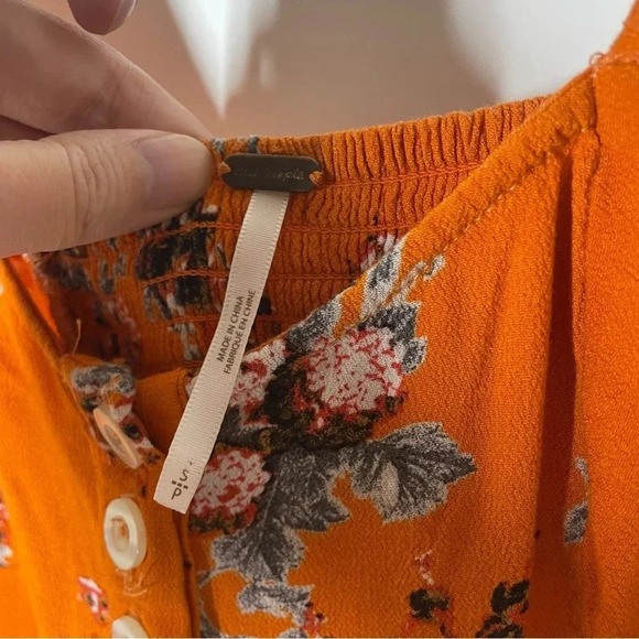 Free People Close to You Floral Burnt Orange Blouse Size Small - Picture 4 of 9